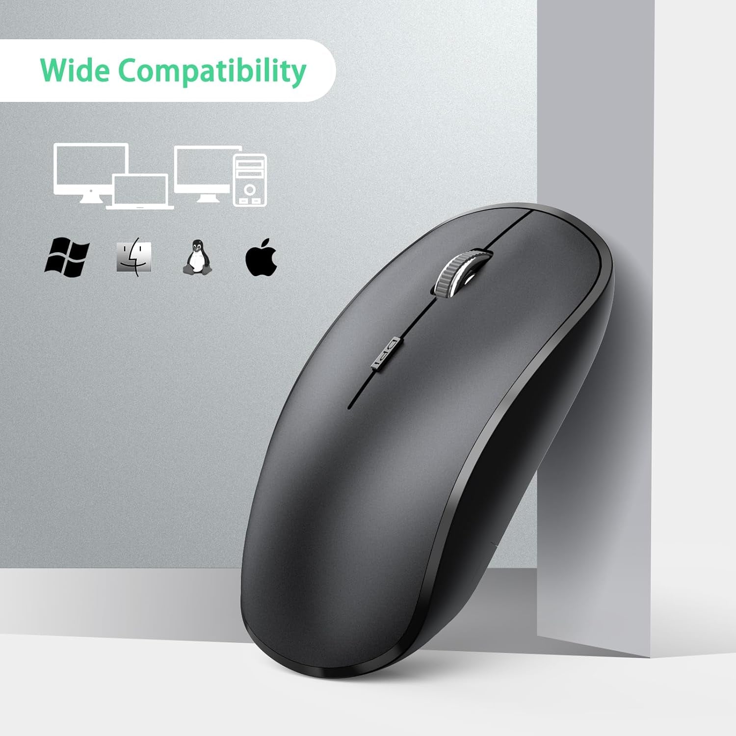Wireless Mouse for Laptop, J 2.4G Slim Portable Wireless Silent Mouse, 5 Adjustable DPI, Computer Mouse Wireless with USB Receiver for Desktop,Pc,Notebook,Macbook,Chromebook (Black)