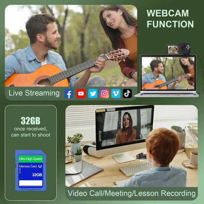 Video Camera Camcorder 2.7K 50MP 16X Zoom Vlogging Camera for Youtube