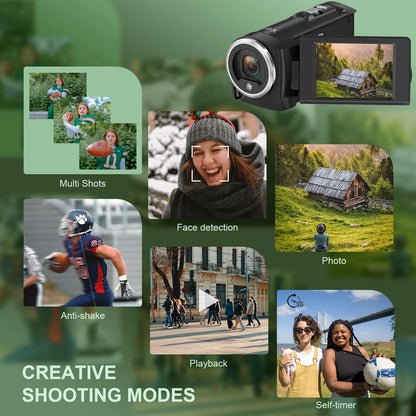 Video Camera Camcorder 2.7K 50MP 16X Zoom Vlogging Camera for Youtube