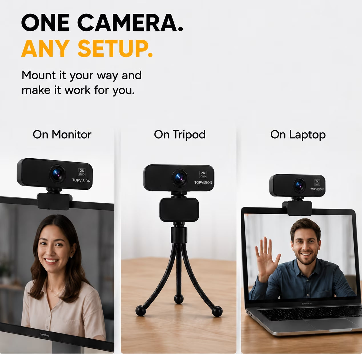 2K QHD Webcam for PC, USB Computer Camera with Microphone, Plug & Play Web Camera for Desktop Computer/Laptop, Zoom,Google Meet,Teams, Streaming, Compatible with Windows Mac Linux
