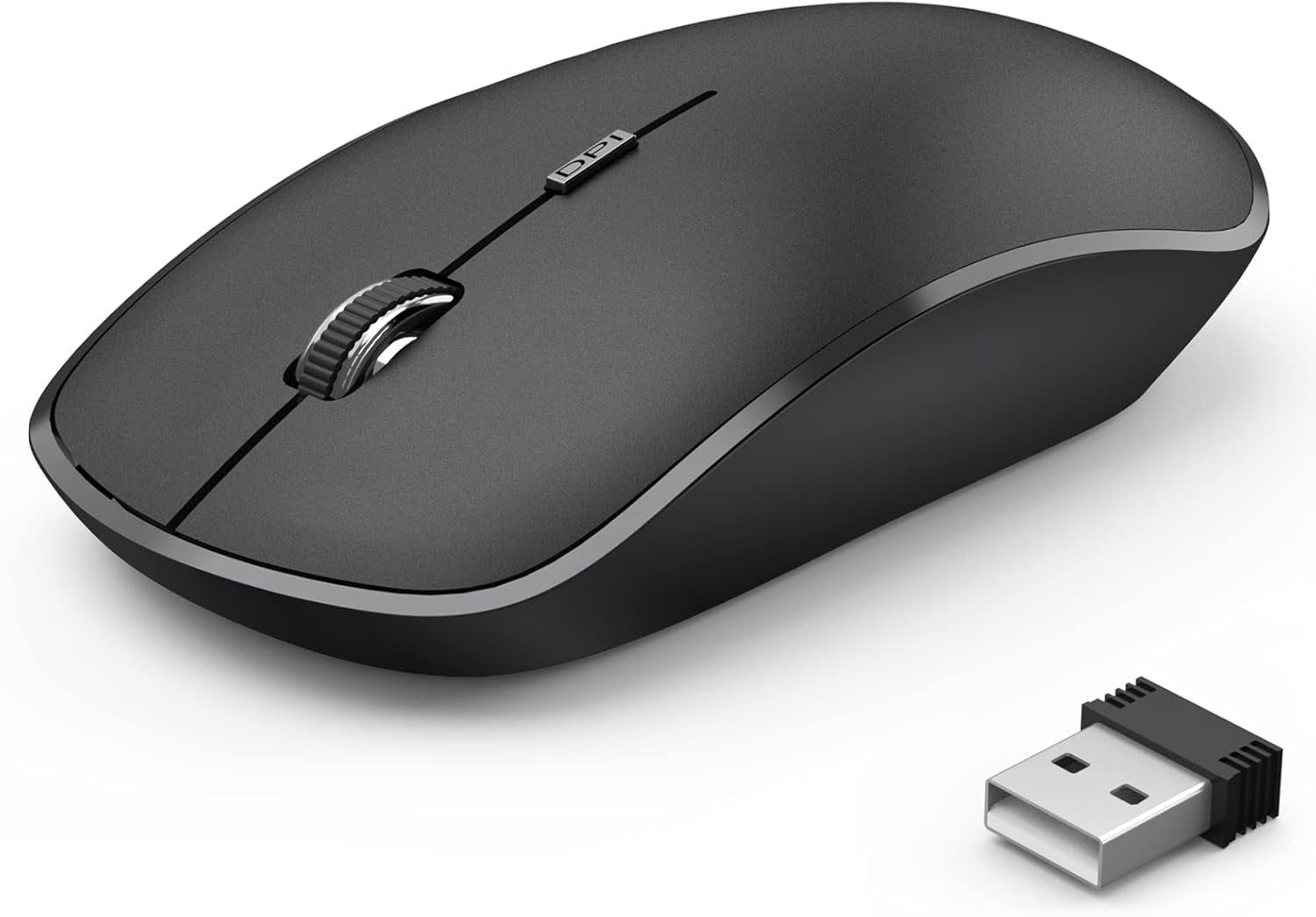 Wireless Mouse for Laptop, J 2.4G Slim Portable Wireless Silent Mouse, 5 Adjustable DPI, Computer Mouse Wireless with USB Receiver for Desktop,Pc,Notebook,Macbook,Chromebook (Black)