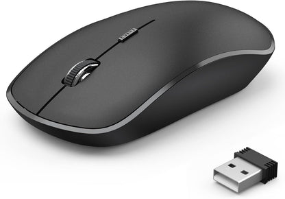 Wireless Mouse for Laptop, J 2.4G Slim Portable Wireless Silent Mouse, 5 Adjustable DPI, Computer Mouse Wireless with USB Receiver for Desktop,Pc,Notebook,Macbook,Chromebook (Black)
