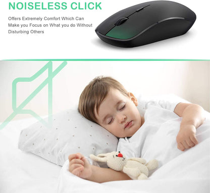 Wireless Mouse for Laptop, J 2.4G Slim Portable Wireless Silent Mouse, 5 Adjustable DPI, Computer Mouse Wireless with USB Receiver for Desktop,Pc,Notebook,Macbook,Chromebook (Black)