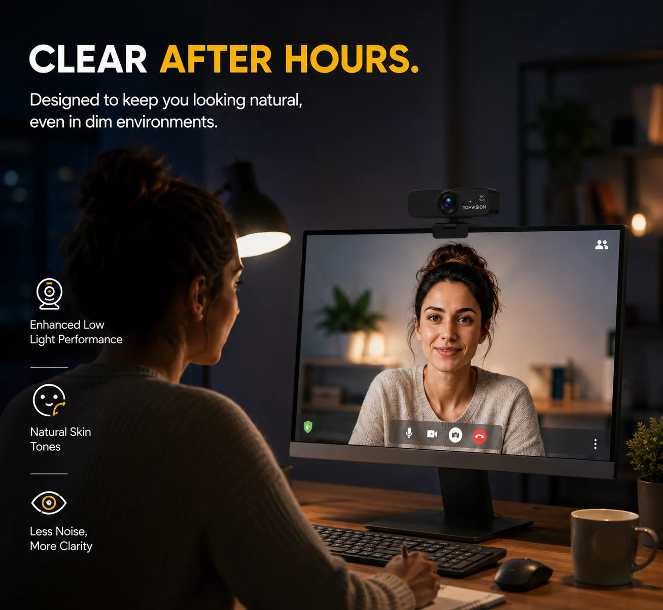 2K QHD Webcam for PC, USB Computer Camera with Microphone, Plug & Play Web Camera for Desktop Computer/Laptop, Zoom,Google Meet,Teams, Streaming, Compatible with Windows Mac Linux